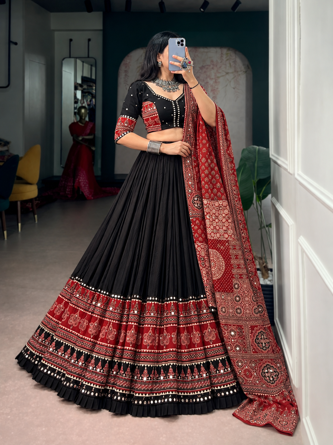 Black and Red Lehenga